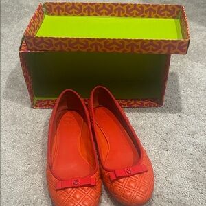 Tory Burch Red Quilted Flats